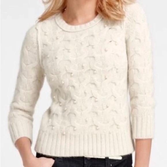 Ann Taylor Ivory Cable Knit Sweater - Picture 1 of 6